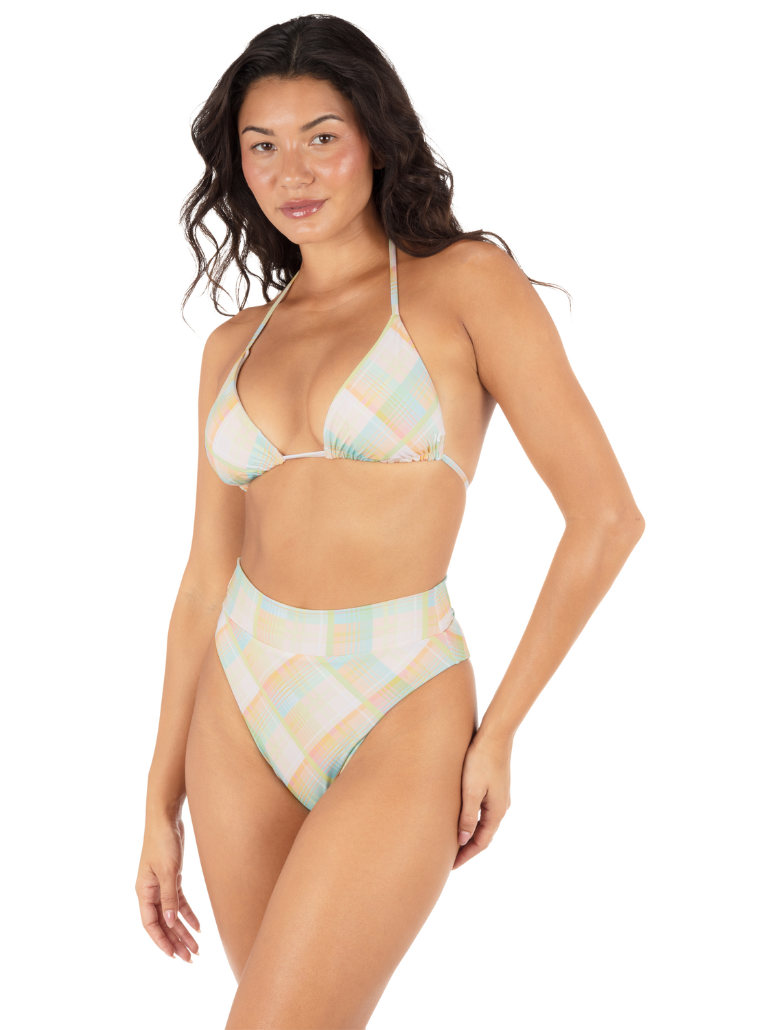 Vacay Plaid Cheeky High Waist Bottom