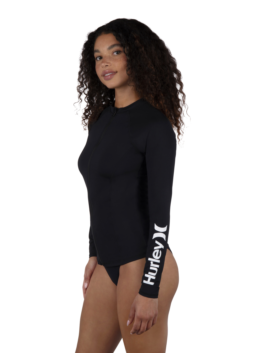One and Only Solid Long Sleeve Zip Front Rashguard