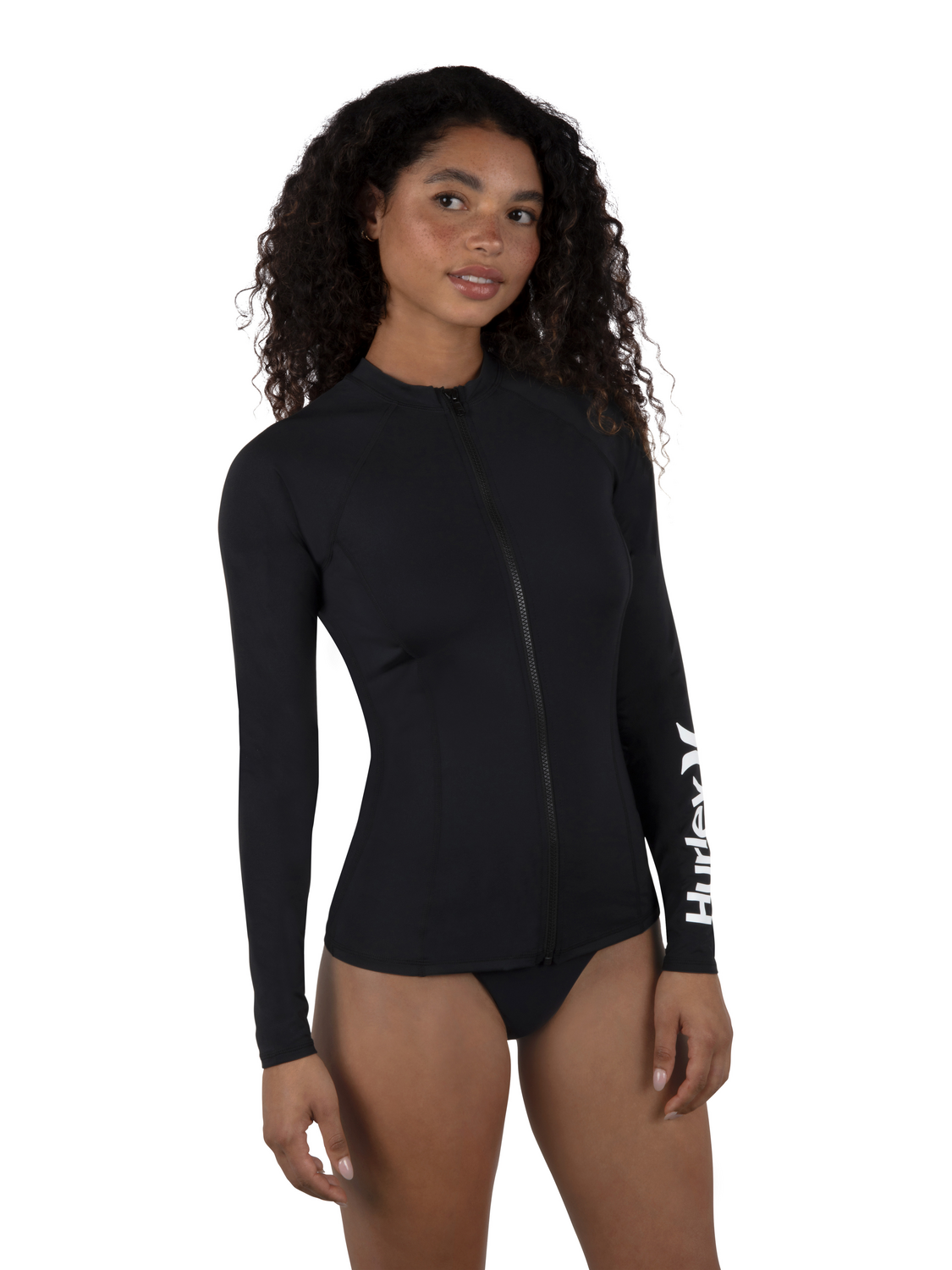 One and Only Solid Long Sleeve Zip Front Rashguard