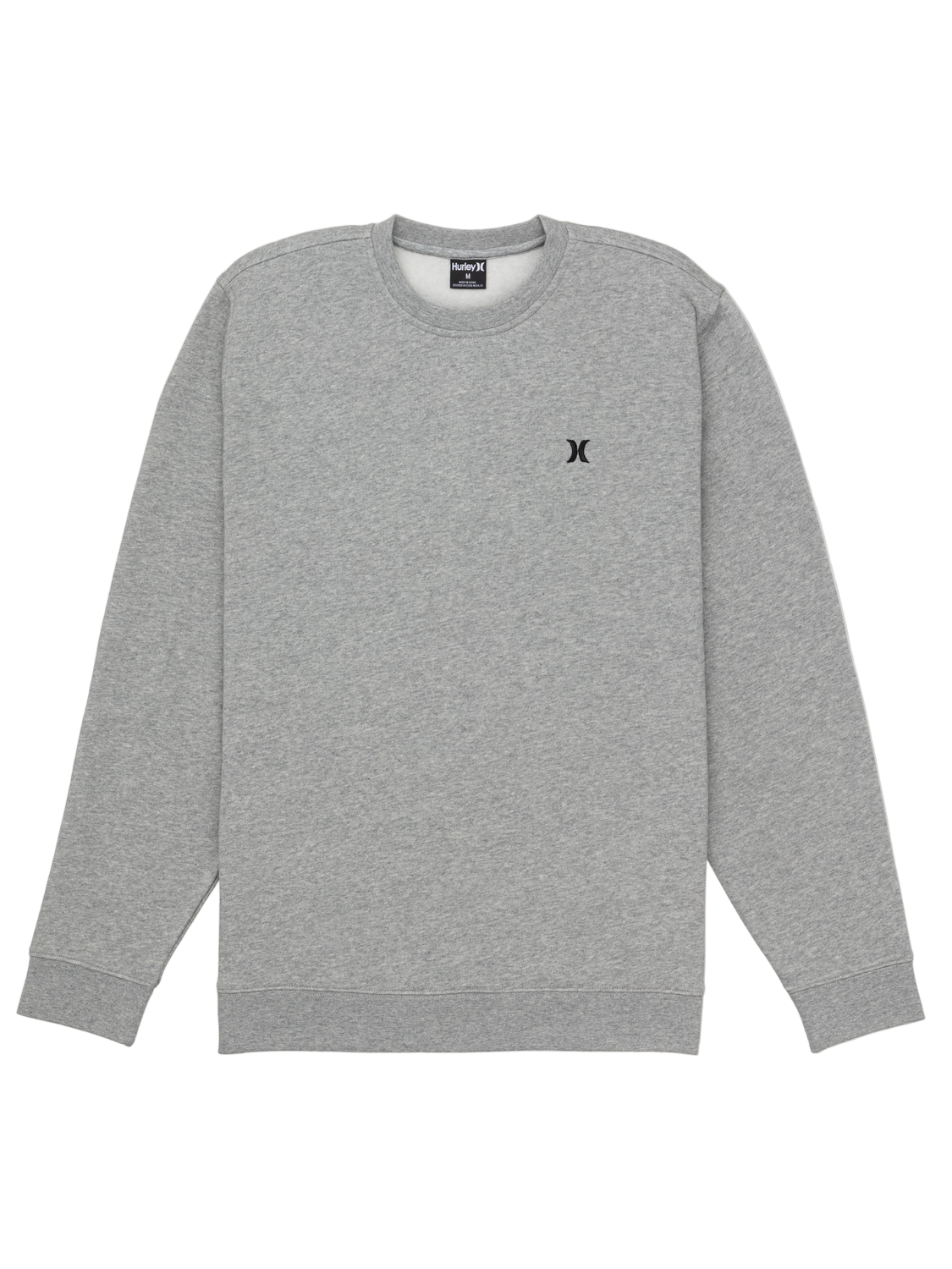 A gray long sleeve crew neck sweatshirt.