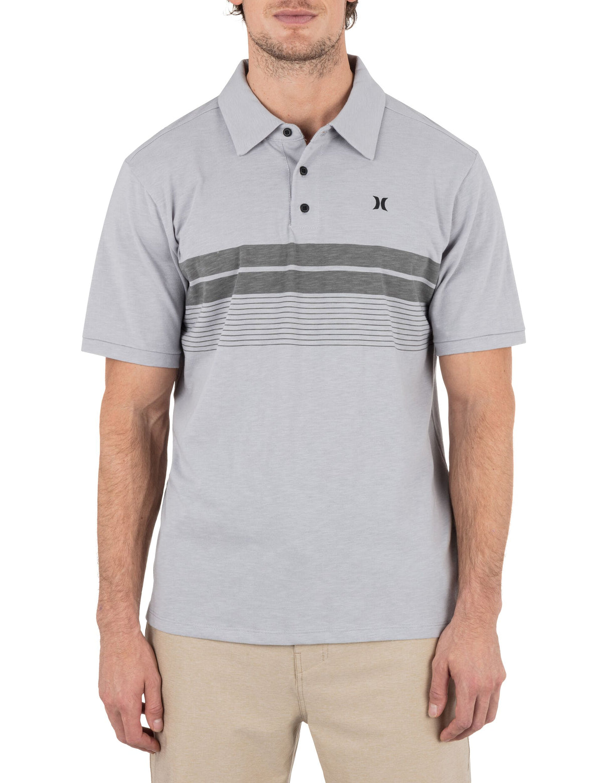 Printed Stripe Slub Polo Short Sleeve
