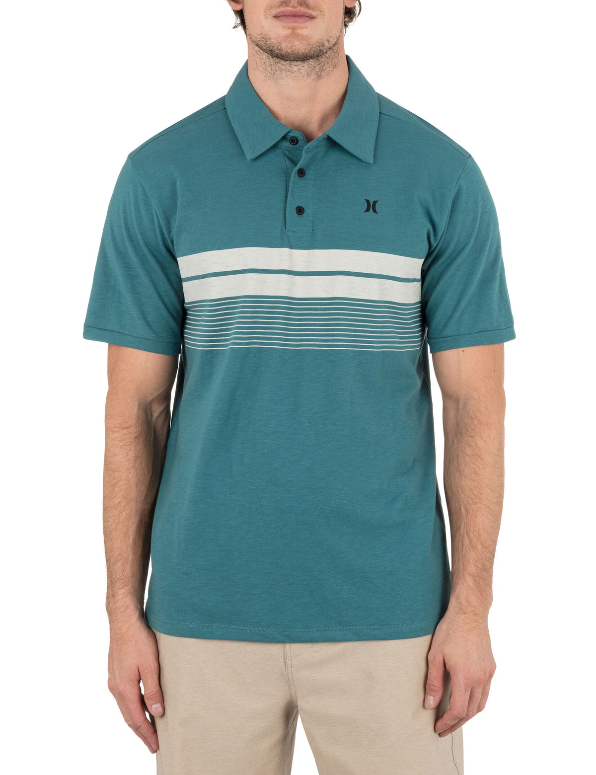 Printed Stripe Slub Polo Short Sleeve