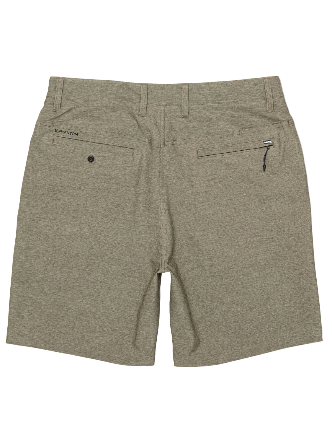 Green shorts with a visible brand logo on a white background