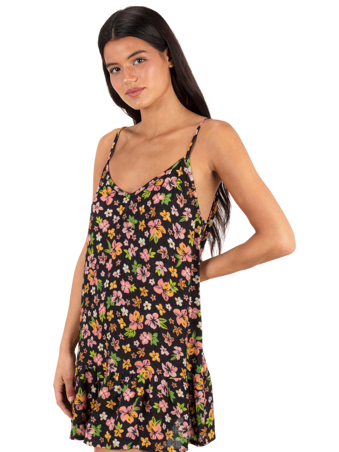 Hibiscus Dream V Neck Mini Dress