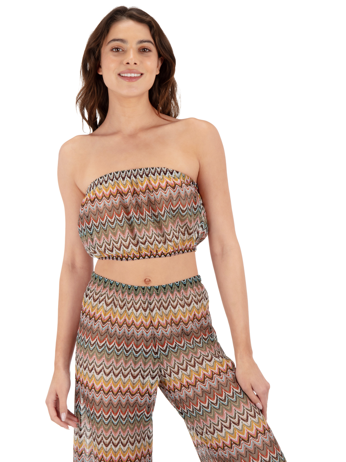 Chevron Knit Tube Bikini Top