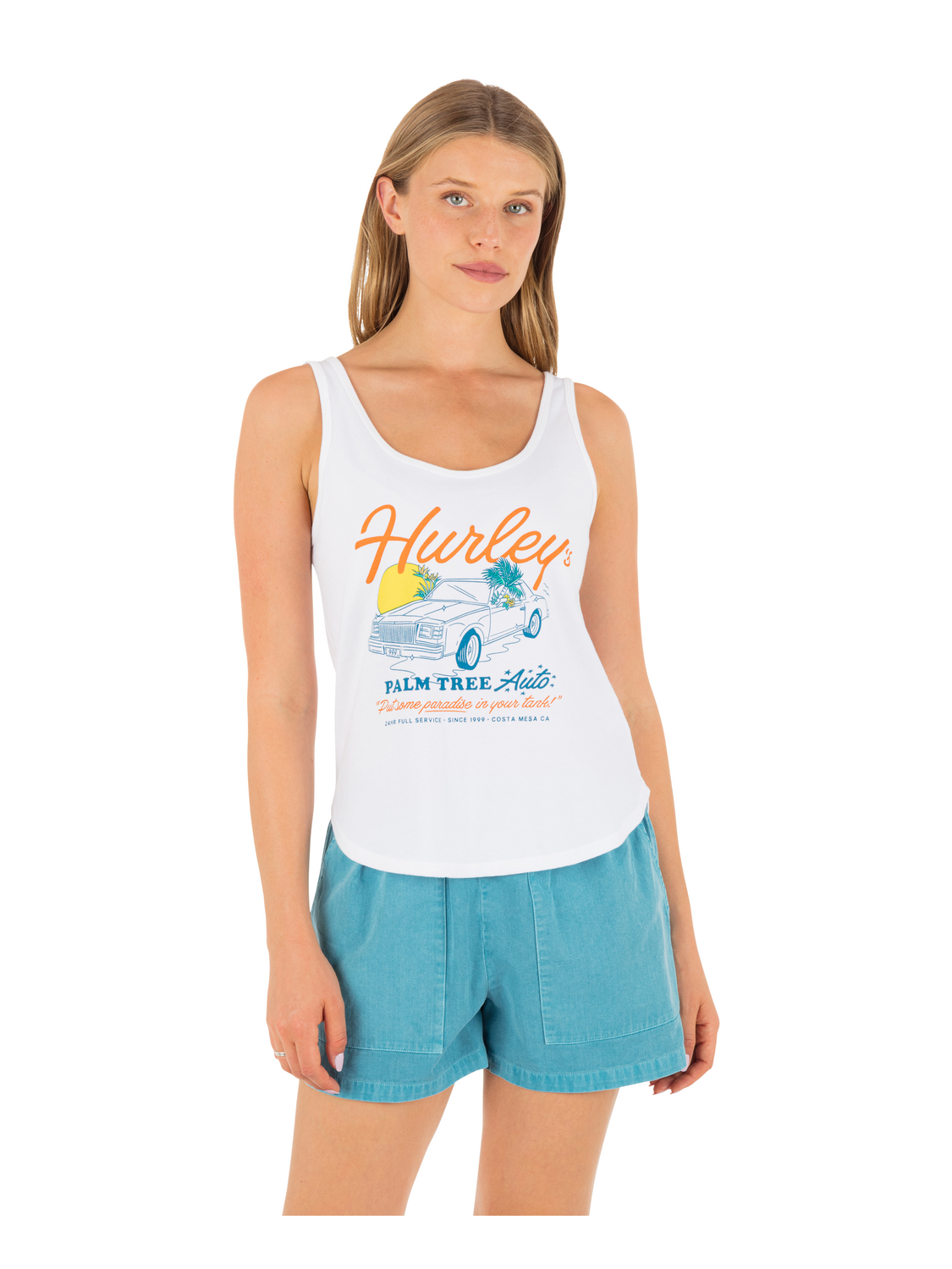 Palm Tree Auto Scoop Hem Tank