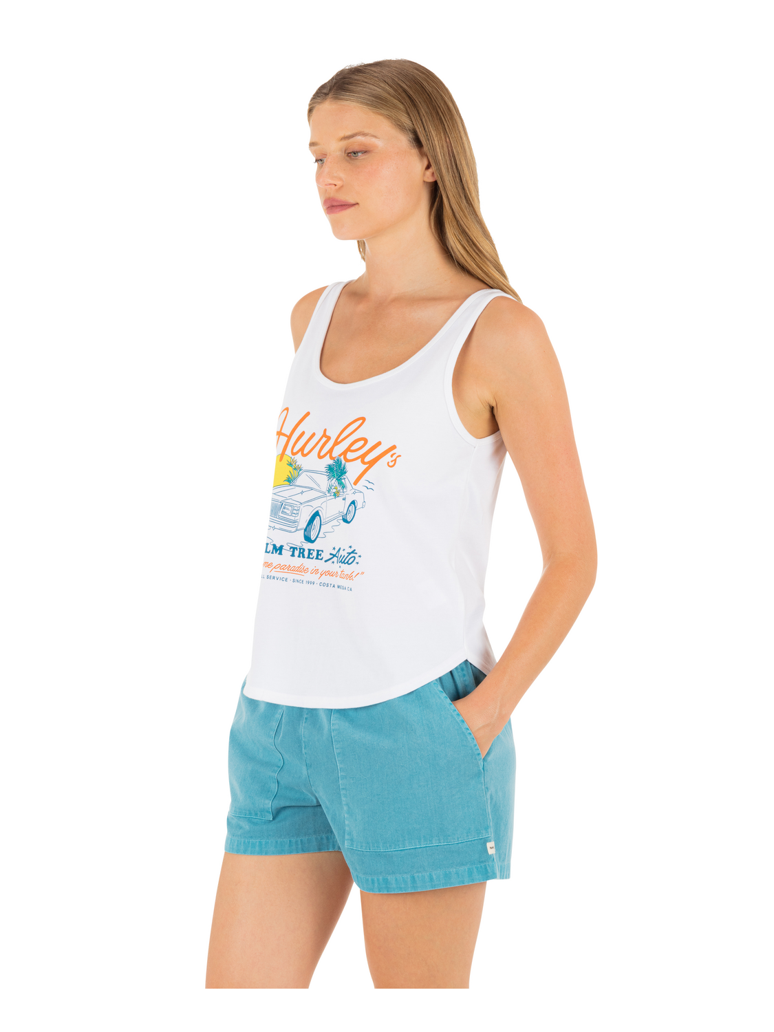 Palm Tree Auto Scoop Hem Tank