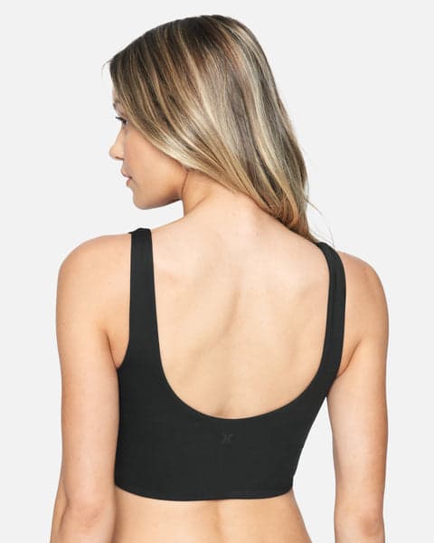 Black - Hurley X Moore Aloha Max Solid Long Line Bikini Top