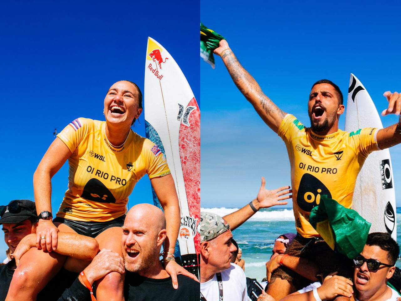 Carissa Moore and Filipe Toledo