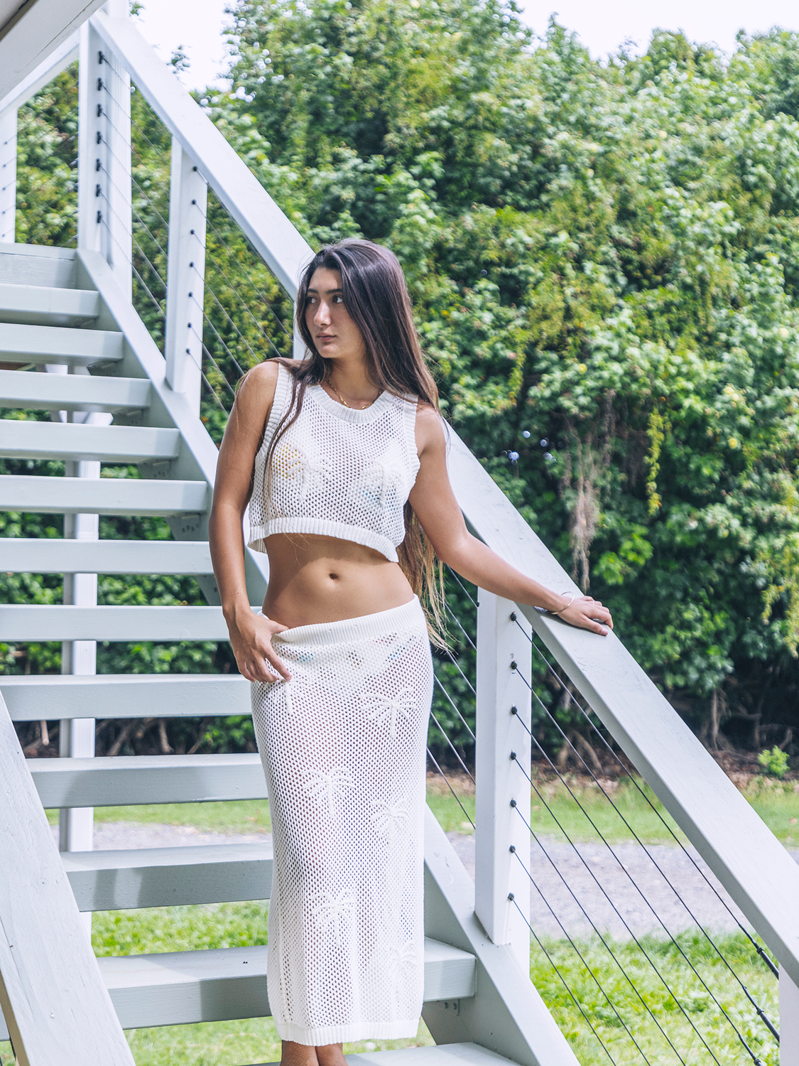 Embroidered Crochet Jacquard Tank