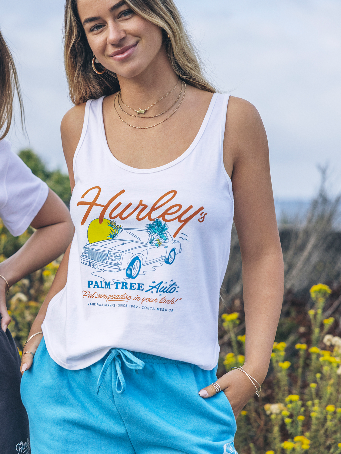 Palm Tree Auto Scoop Hem Tank