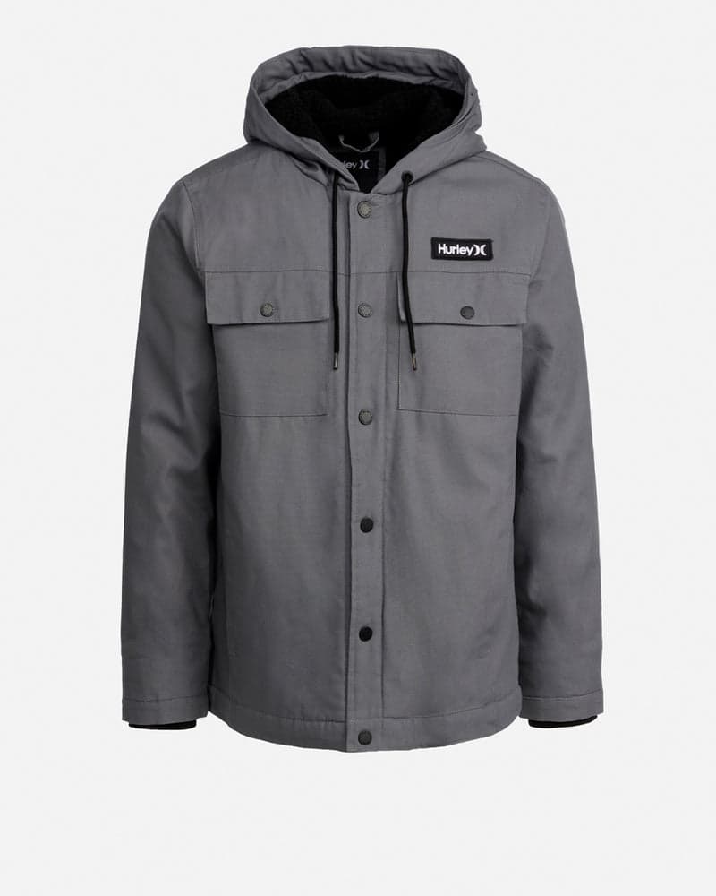 Grey - Charger Sherpa Lined Hooded Jacket | Hurley