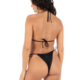 Solid Slider Tie Side Cheeky Bikini Bottom