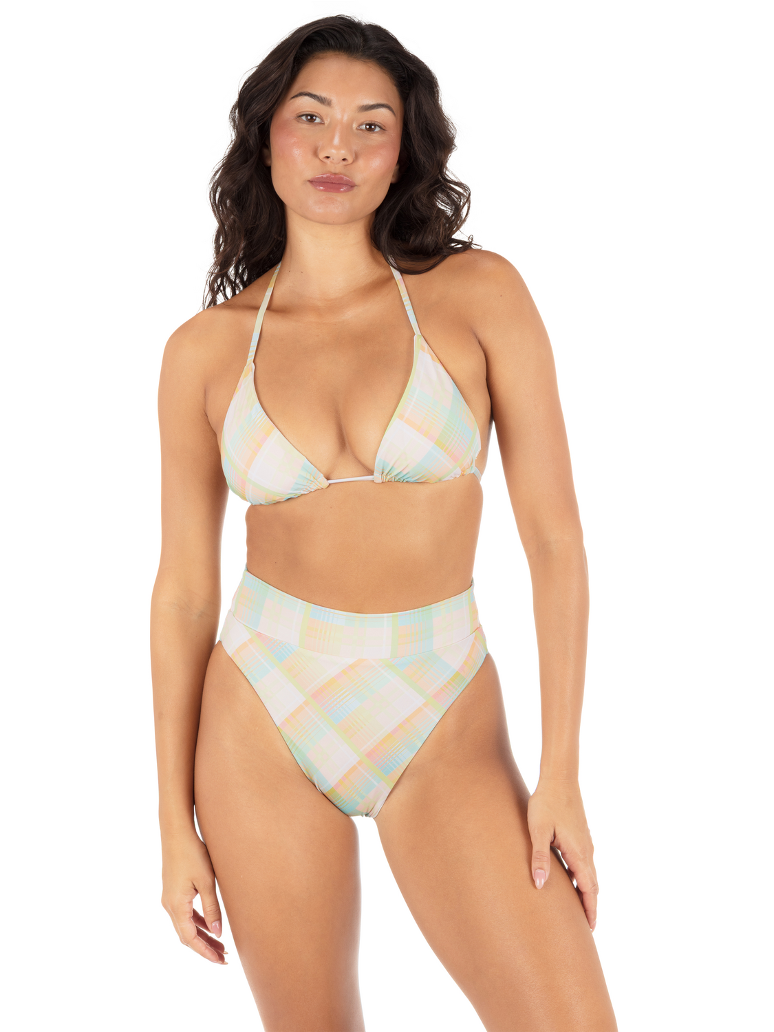 Vacay Plaid Cheeky High Waist Bottom