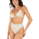 Vacay Plaid Cheeky High Waist Bottom
