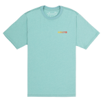 Light blue t-shirt with a logo on a white background