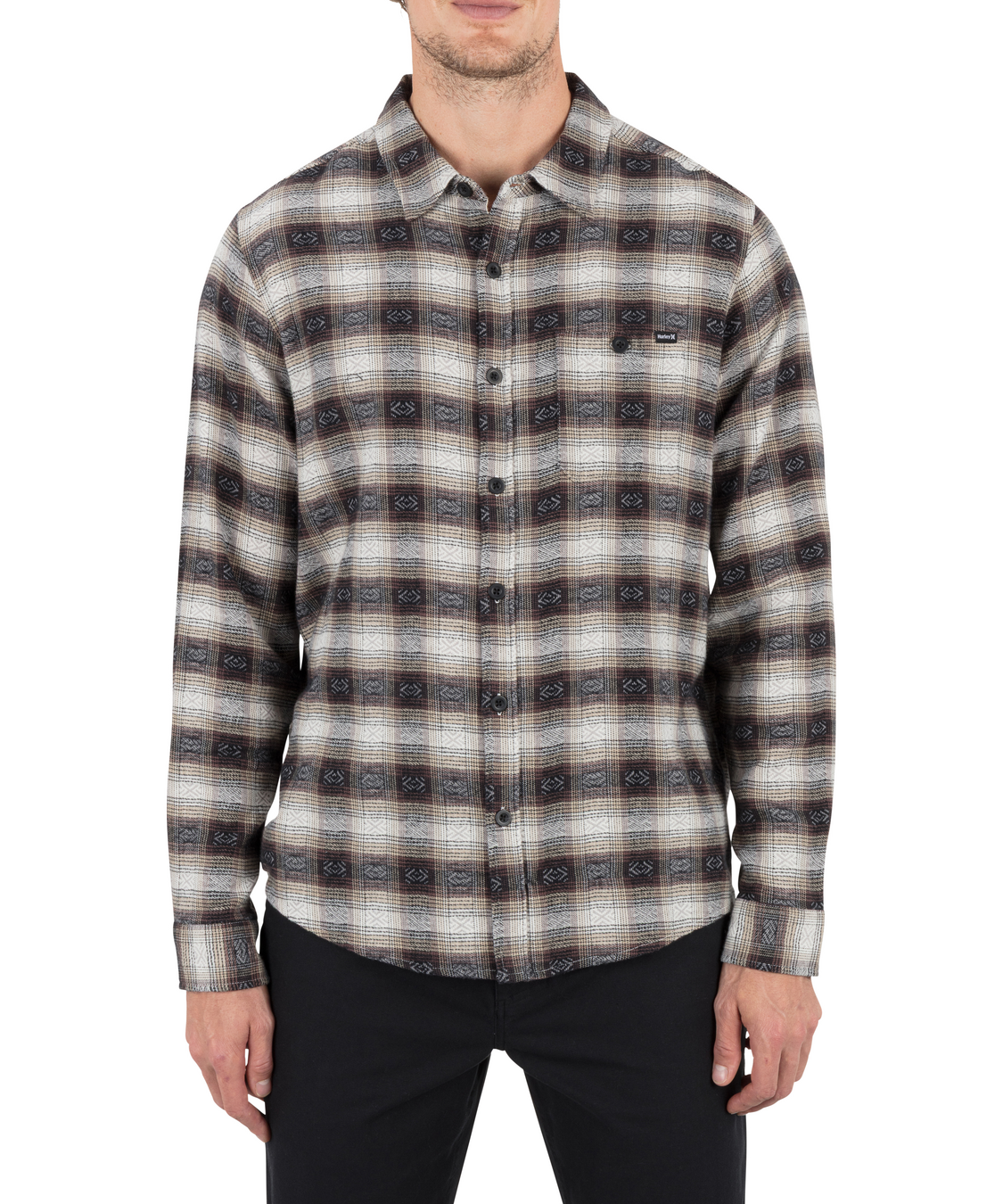 hurley dress shirts Amazon.com: Hurley mens One and Only Textured Long Sleeve Up Button Down Shirt, Black, Medium US : Clothing, Shoes & Jewelry