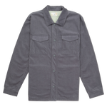 Gray button-up shirt on a white background