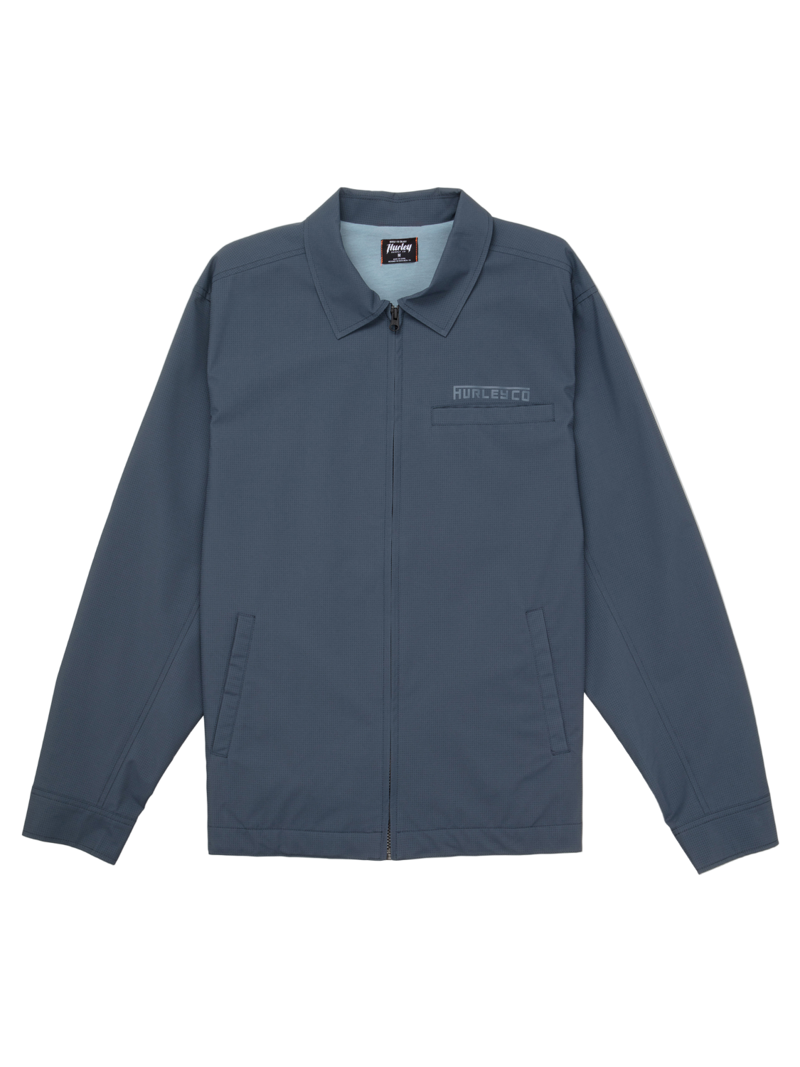 Blue jacket with brand logo on a white background