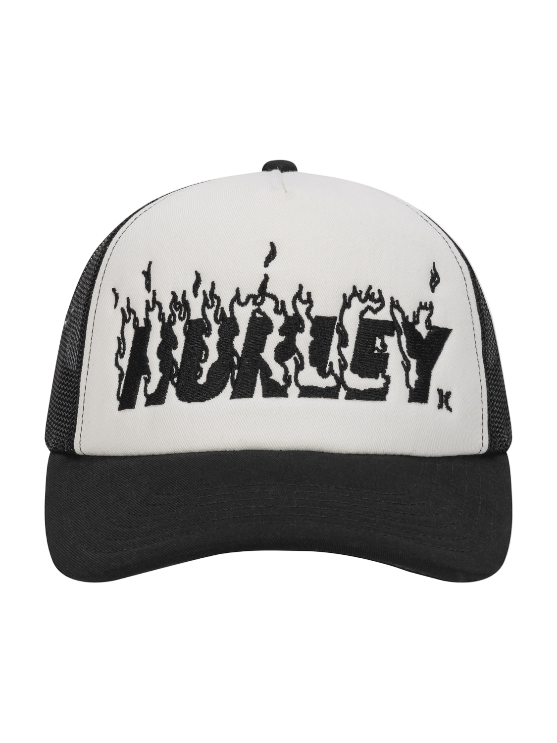 Black and white cap with 'Hurley' logo on a white background