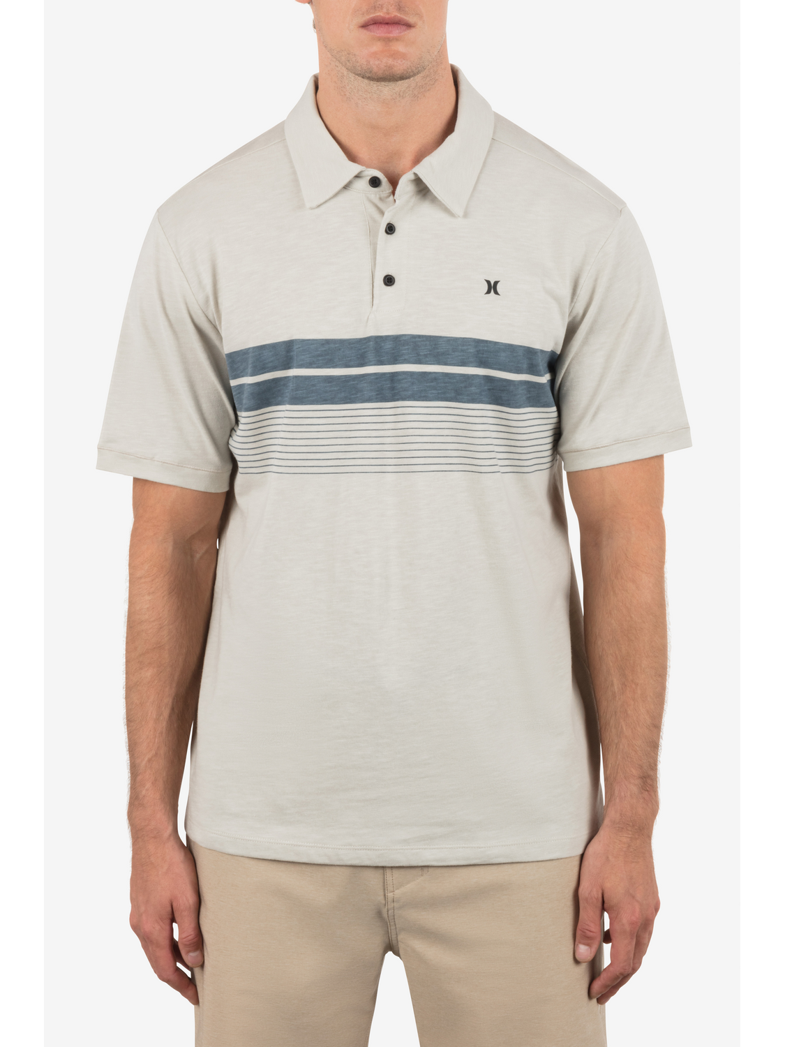 Printed Stripe Slub Short Sleeve Polo