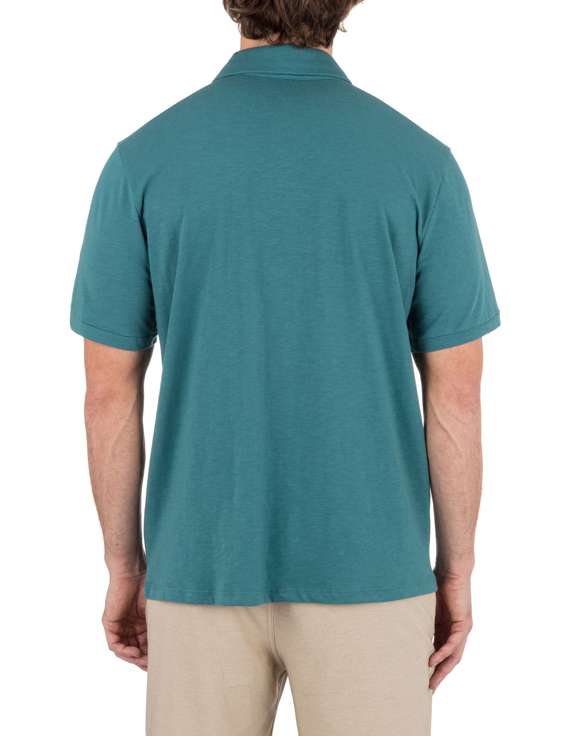 Printed Stripe Slub Polo Short Sleeve