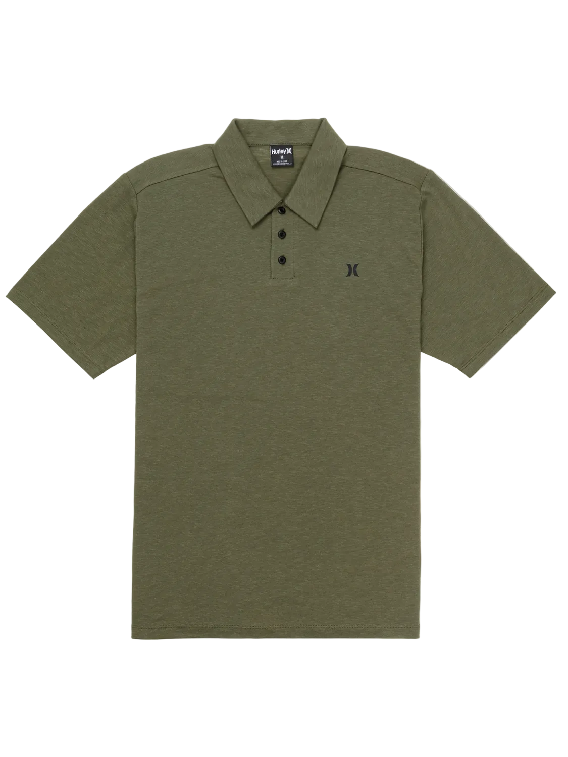 Green polo shirt with a brand logo on a white background