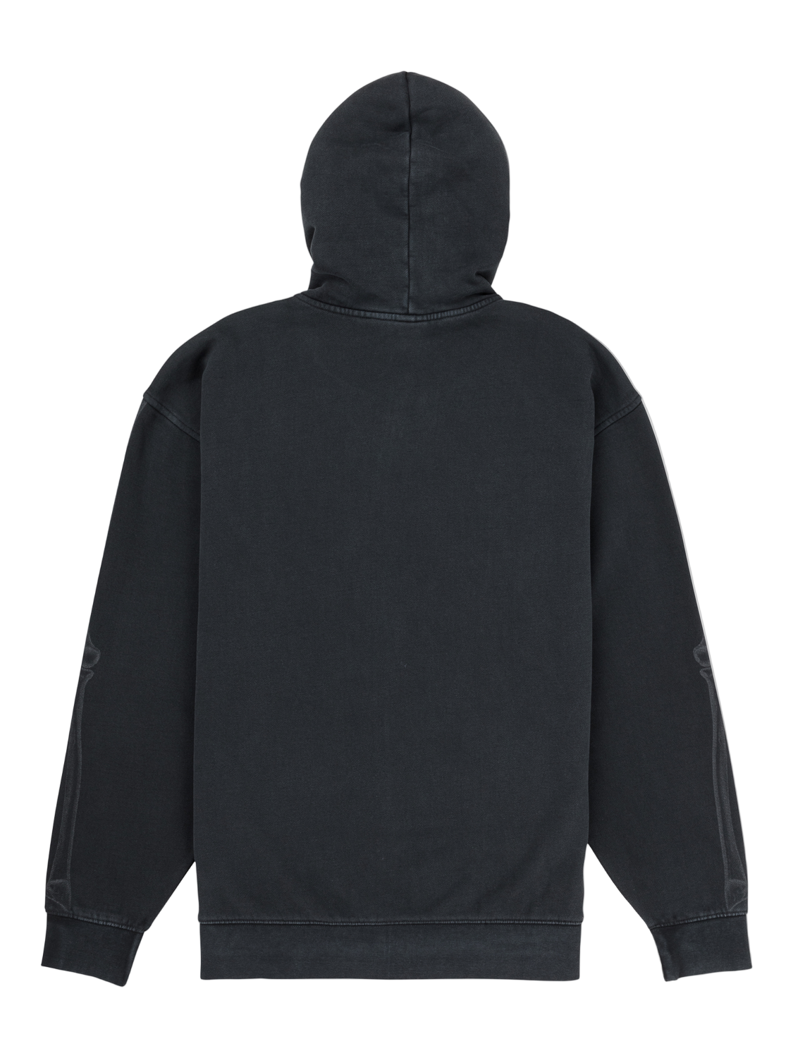 Black hoodie shown from the back on a white background
