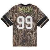 Camouflage jersey with number 99 and brand logo on a white background