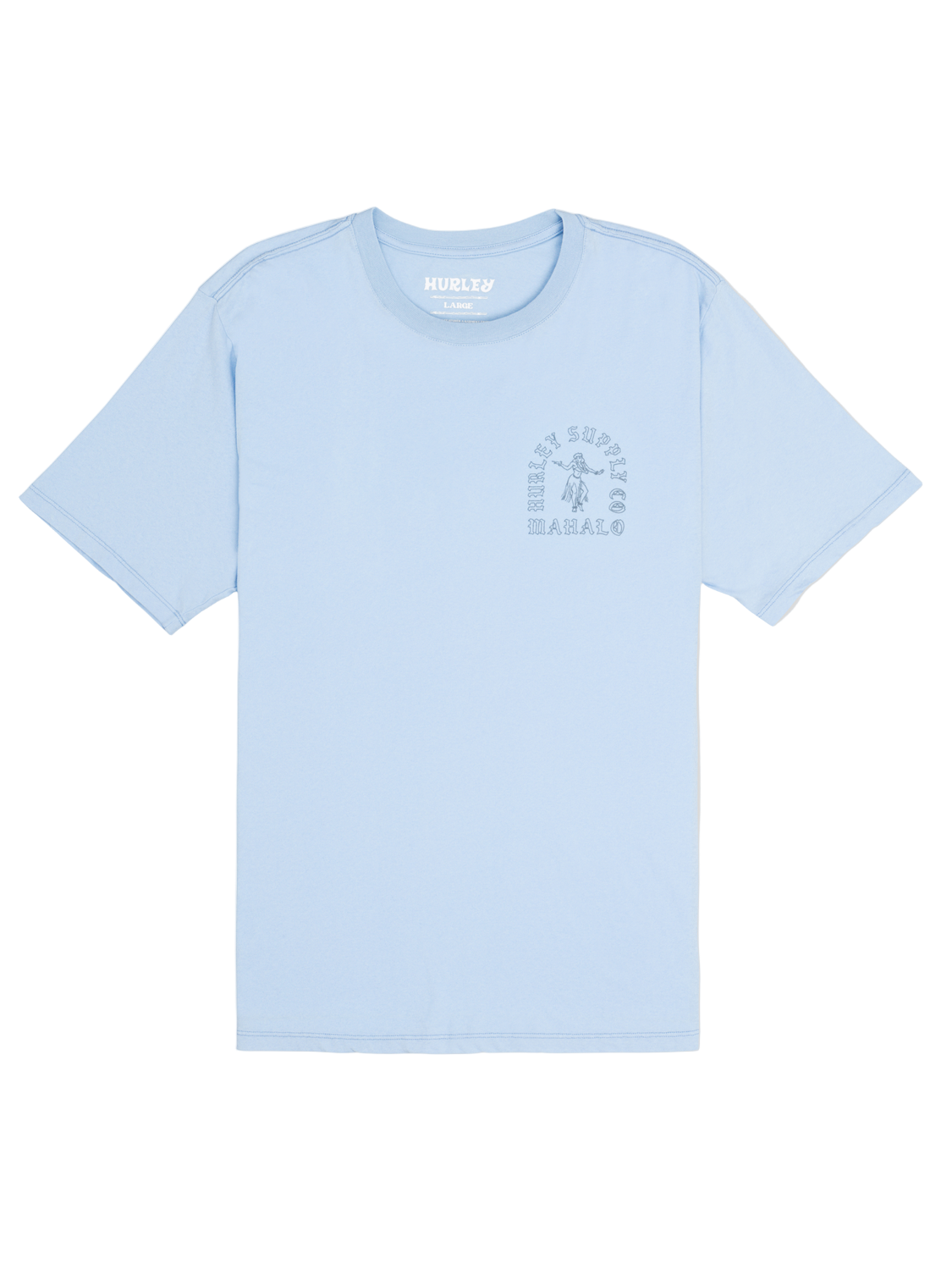 Light blue t-shirt with a graphic design on a white background