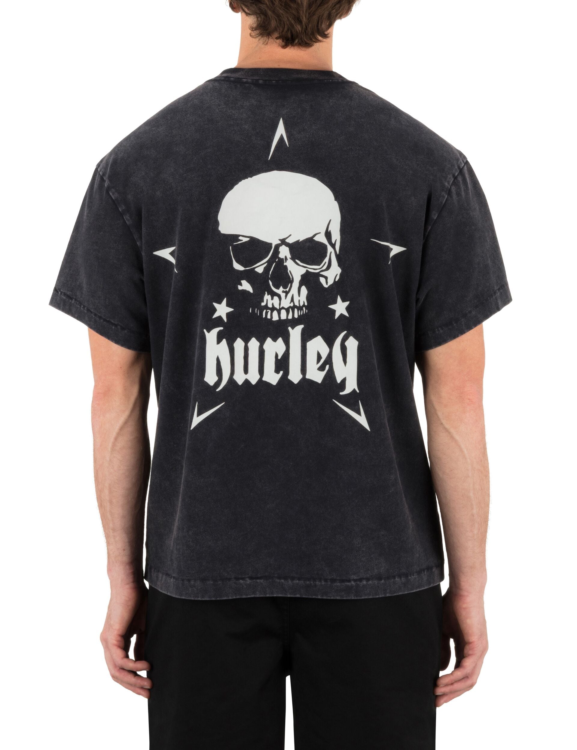 Camiseta Hurley Evd Skull Driftin Para Hombre - Manga Corta, Algodón 100%, Estampado Suave