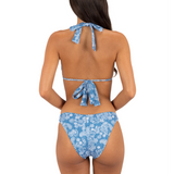 Denim Paisley Knot Triangle Bikini Top
