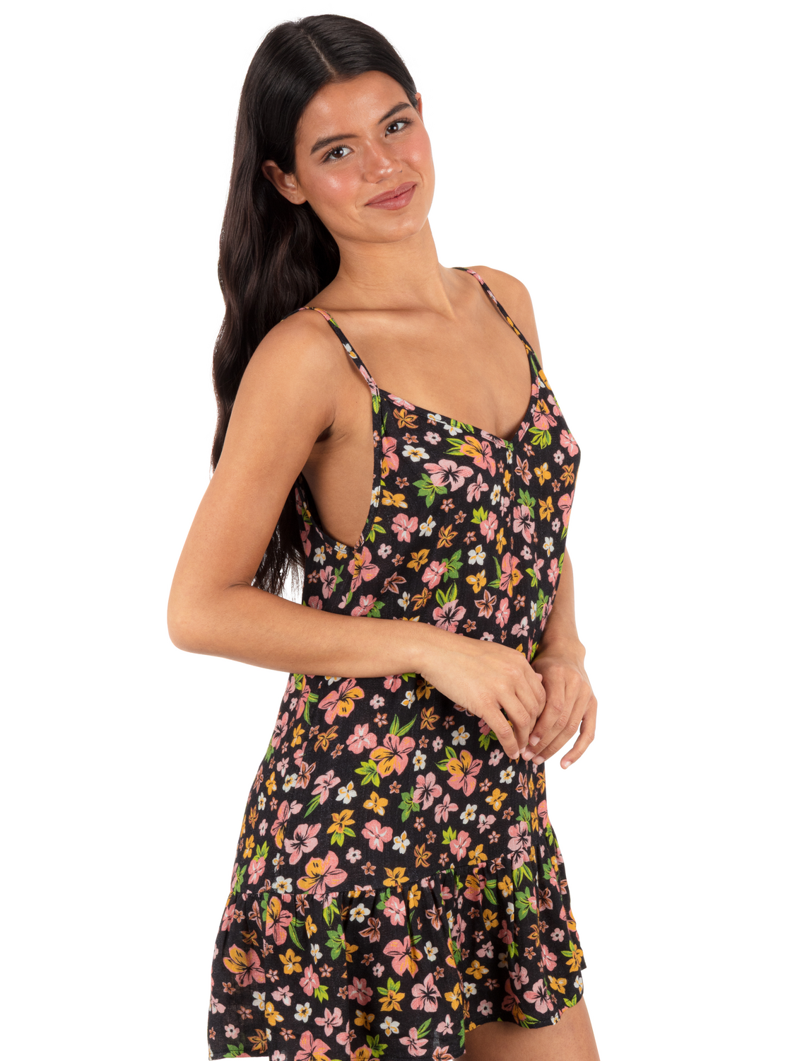Hibiscus Dream V Neck Mini Dress