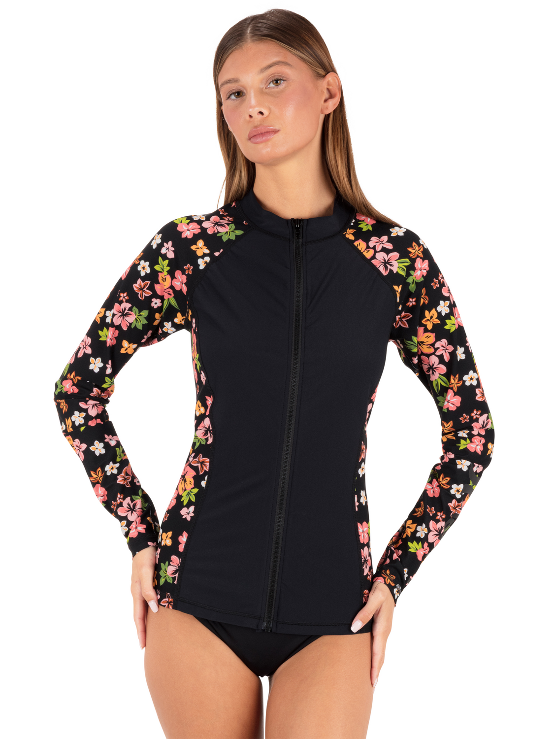 Hibiscus Dream Long Sleeve Front Zip Rashguard