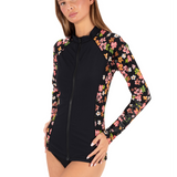 Hibiscus Dream Long Sleeve Front Zip Rashguard
