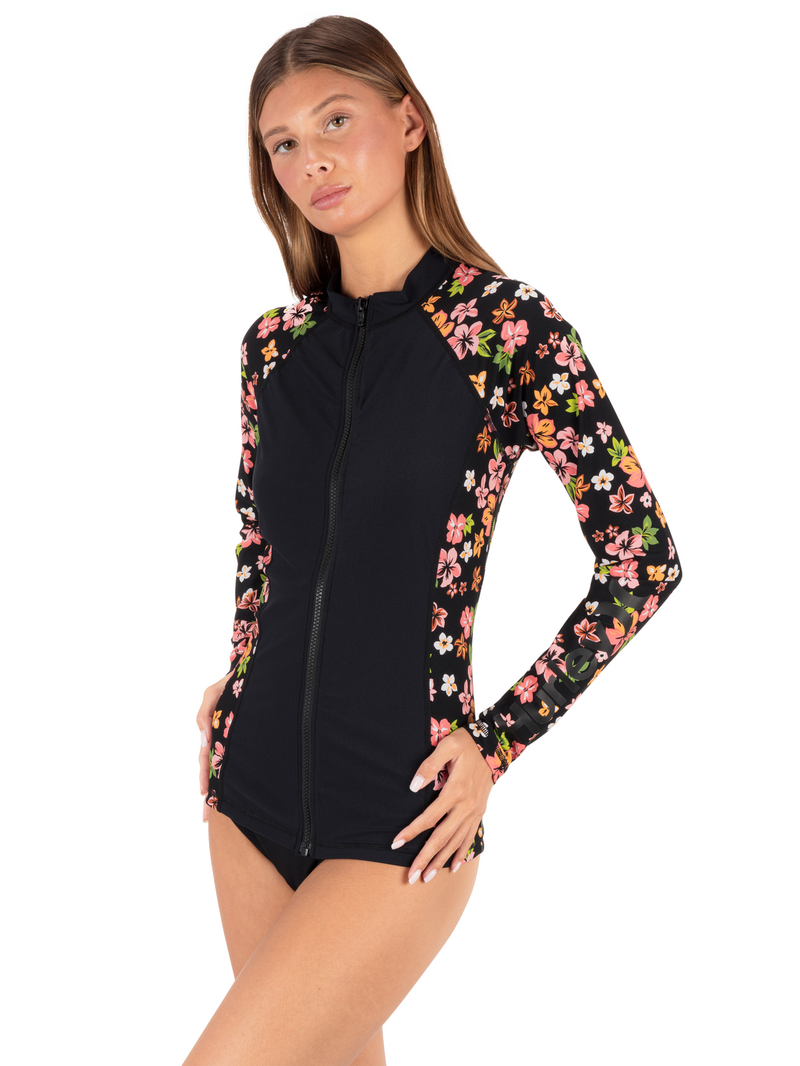 Hibiscus Dream Long Sleeve Front Zip Rashguard