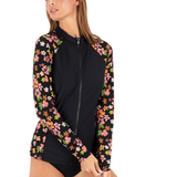 Hibiscus Dream Long Sleeve Front Zip Rashguard