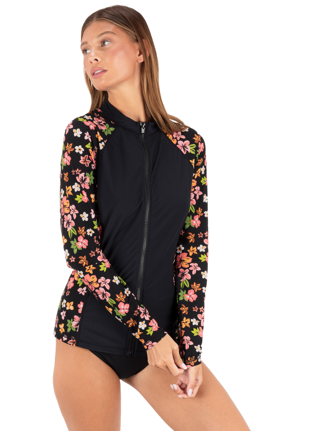 Hibiscus Dream Long Sleeve Front Zip Rashguard