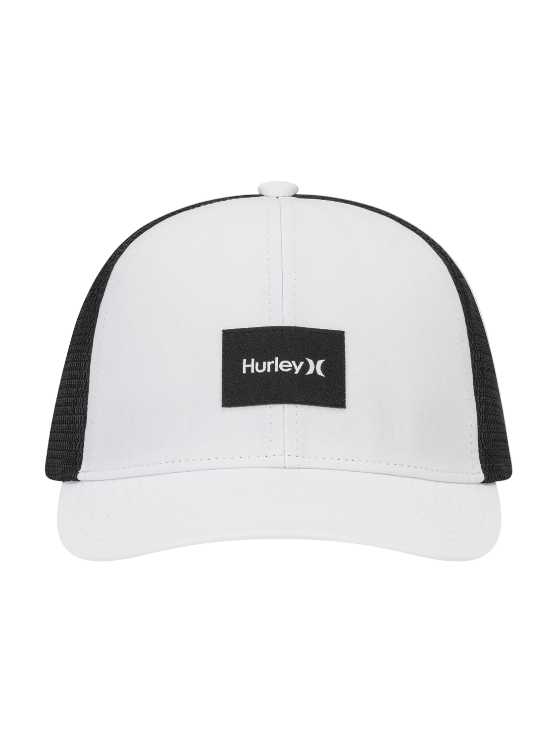 White and black Hurley cap on a white background