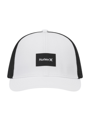 White and black Hurley cap on a white background