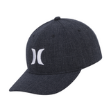 Black cap with a logo on a white background