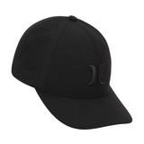 Black cap with a logo on a white background
