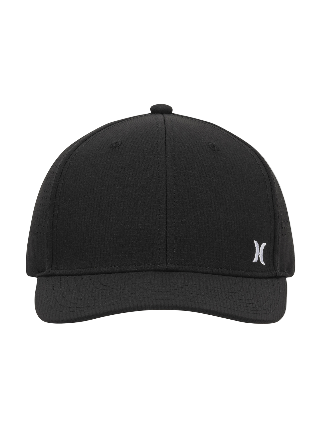 Black cap with a logo on a white background