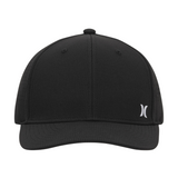 Black cap with a logo on a white background