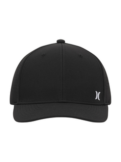 Black cap with a logo on a white background