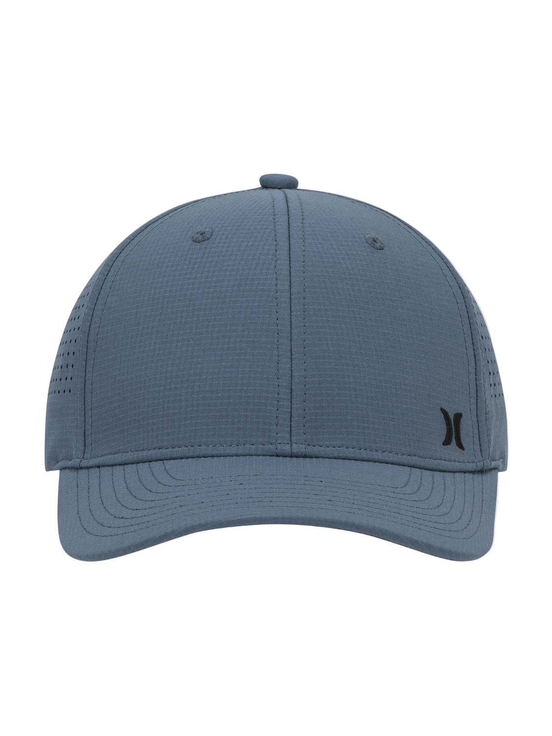 Blue cap with a brand logo on a white background
