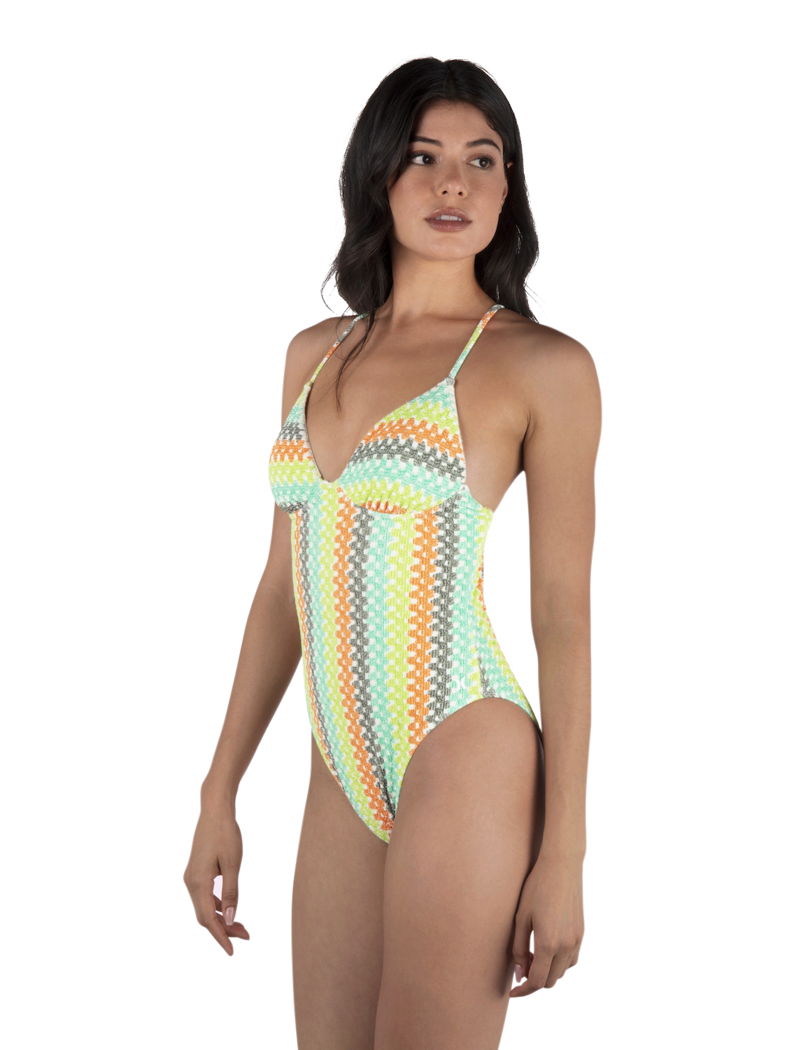 Stripe Crochet Scrunch Moderate One Piece