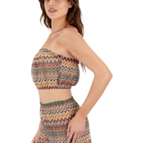 Chevron Knit Tube Bikini Top