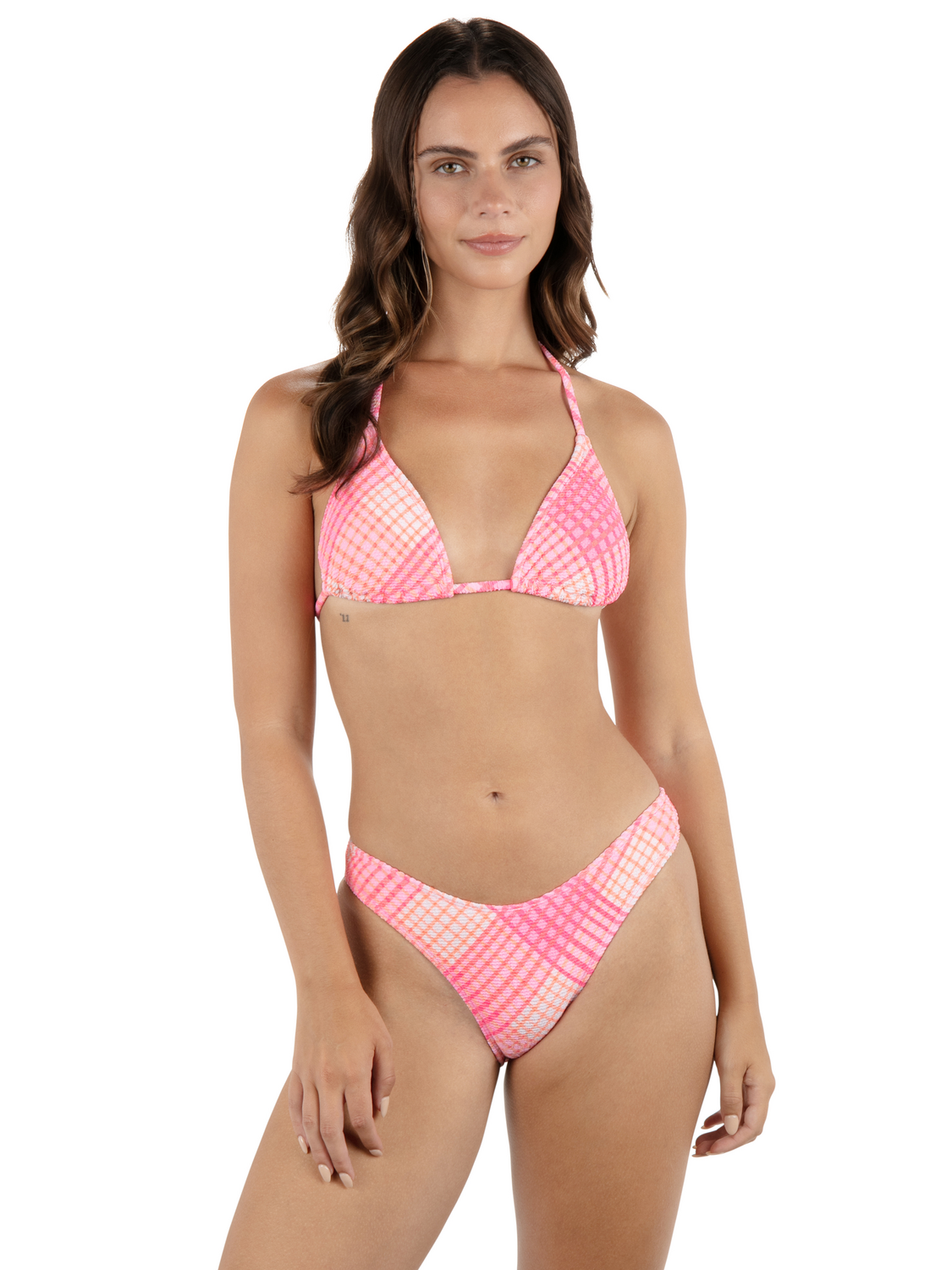 Ombre Plaid Scrunch Classic Triangle Bikini Top
