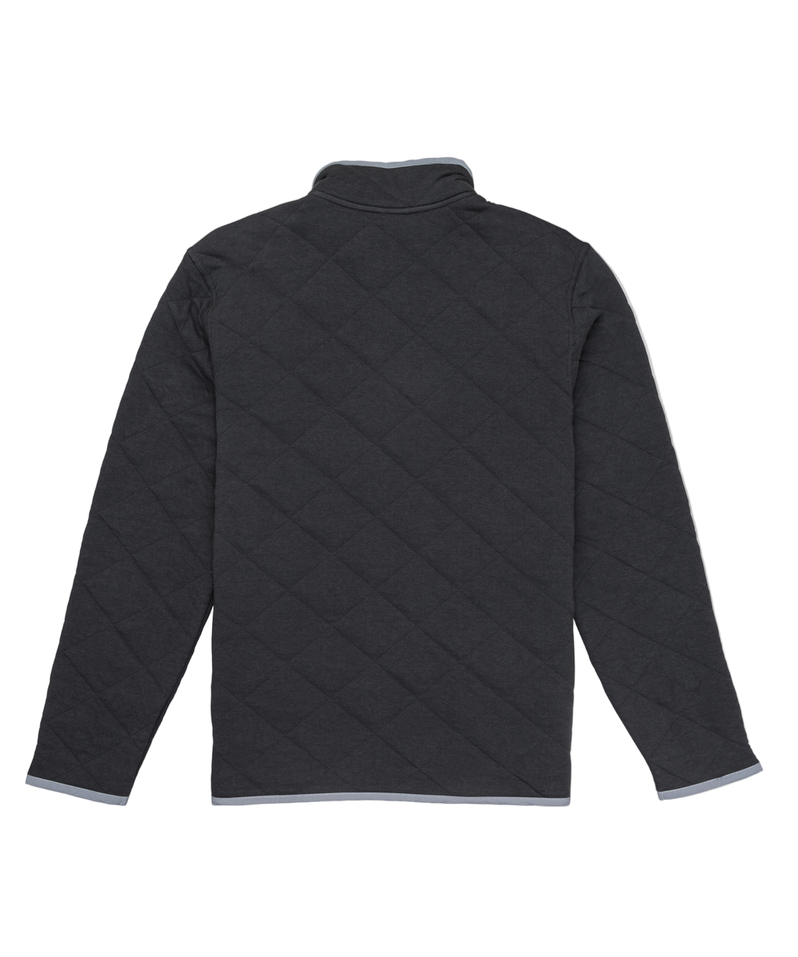 Black quilted jacket on a white background